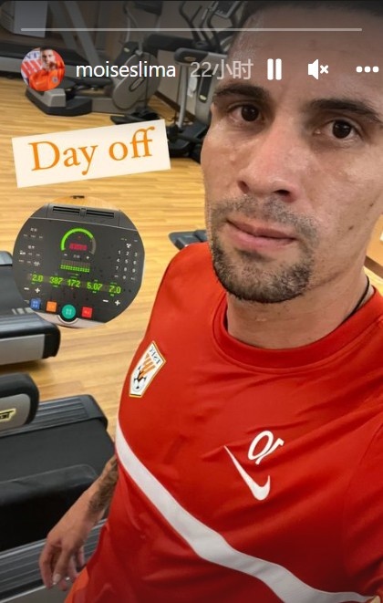 备战中超第二阶段比赛，莫伊塞斯休息日健身房加练