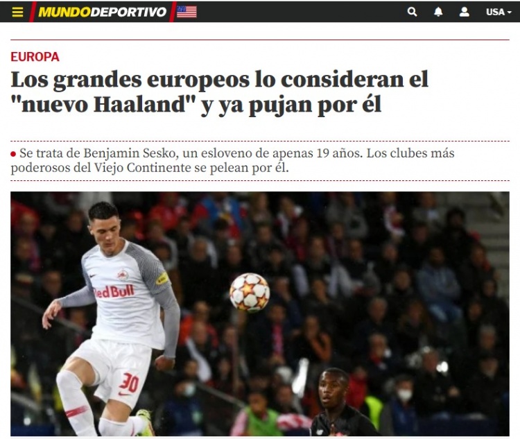 世体：皇萨竞曼联红军蓝军都在关注塞斯科 萨尔茨堡标价6500万欧