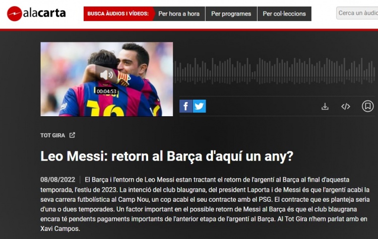 ?加媒:巴萨正和梅西方面商讨明夏加盟事宜,预计开出2年合同