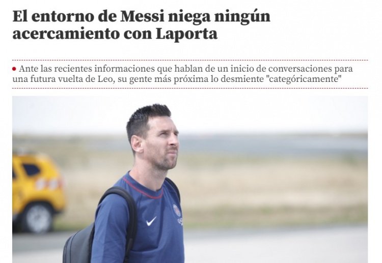 世体:亲近梅西的人士否认,球员正谈判回归巴萨的传闻