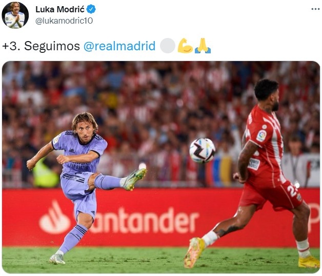 皇马取得新赛季西甲开门红,莫德里奇、吕迪格今日社媒发文庆祝