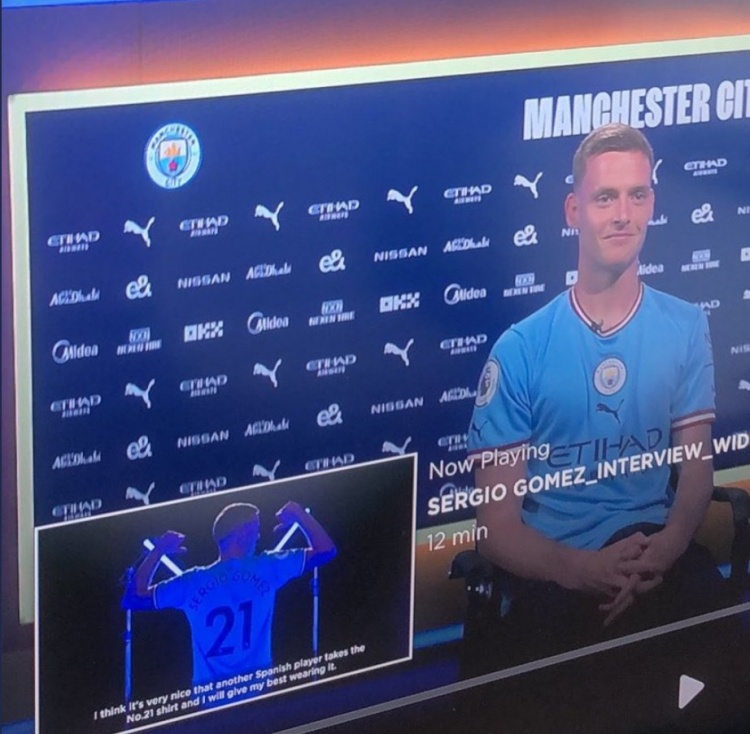 只差官宣!戈麦斯接受曼城官方采访图泄露,球员将身披21号