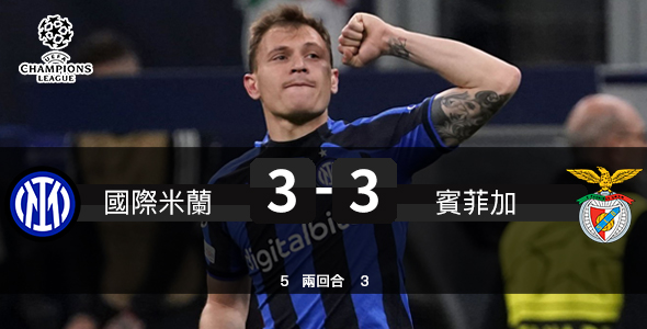 国米顺利淘汰宾菲加 3:3