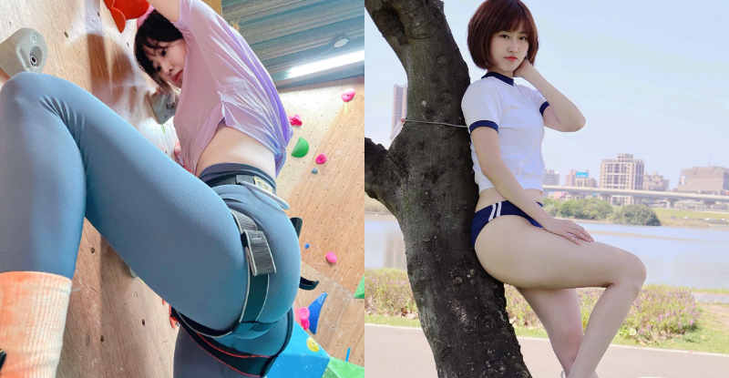 「習武短髮妹」攀岩「深卡蜜桃臀」，纖嫩玉腿讓網友也想被踢一回