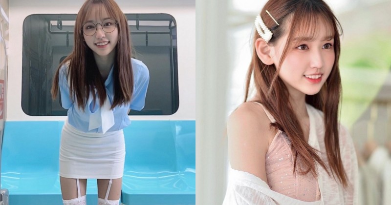 台藝大清純系正妹「伊品 Lora」，天使臉蛋配逆天長腿！捷運裡穿白吊帶襪太犯規