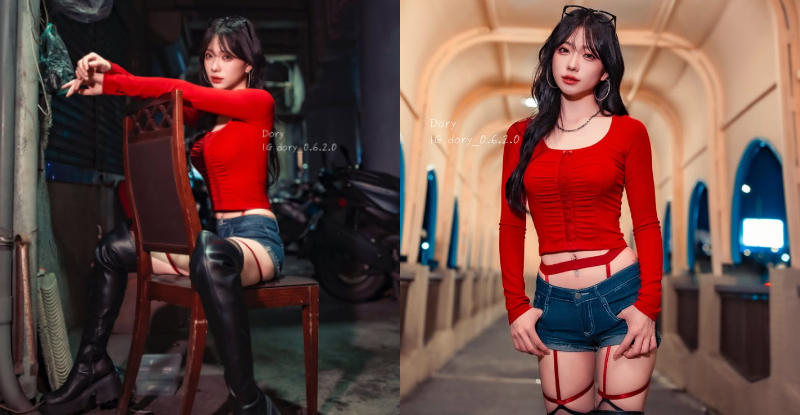 紅衣女孩！夜裡見「Dory」穿「性感吊帶」路過，粉絲正名：Dory橋