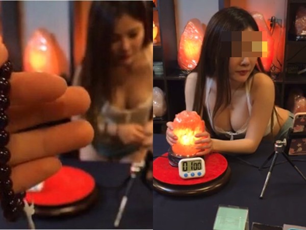 爆乳妹直播炸裂！「秀屁股蛋」深V賣鹽燈　誘惑讓6萬人噴血啦