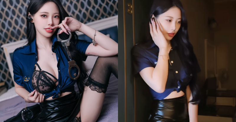 美艷女警「玟妡」拉領又開腿，「蕾絲挑逗」網民全自首！