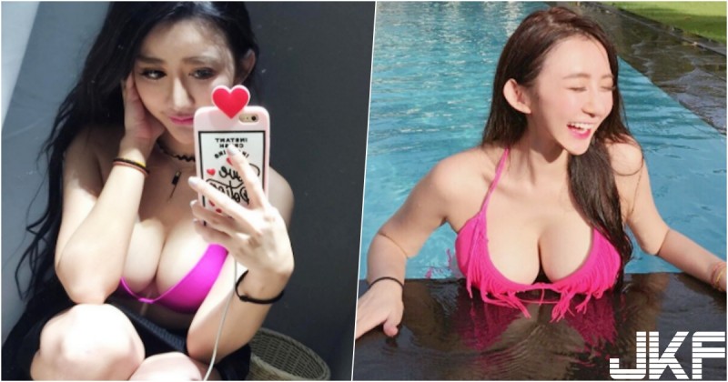 「突如其奶」的甜美妹子！「32E圓乳」直接往池邊一擺….性感身段藏不住啊！