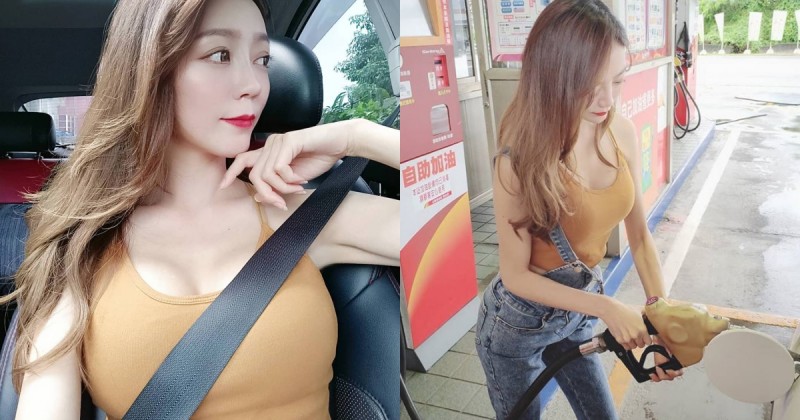 自助加油遇到「長髮雪乳妹」！本尊是「台日混血正妹」，還在擔任日文老師！