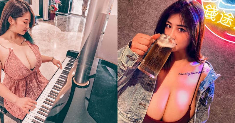 超狂「巨乳鋼琴妹」Chloe貝貝兩種造型大反差！細肩帶hold「豐滿雙球」搖搖欲墜啦！