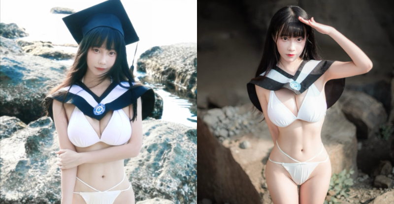 北藝畢業生「小孟」海邊拍學士照，「極美瘦腰」全民搶修戀愛學分