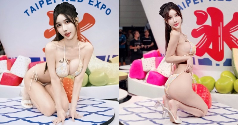 雪乳女神「夢夢」TRE現身！剉冰轉盤上「雪白美體」凹凸有致，幫粉絲清涼一夏！