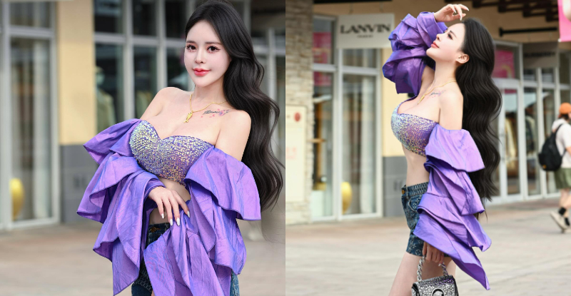 巨乳美姬「姬冰嫣」把Outlet當伸展台，「車燈狂閃」點燃火辣氣場！