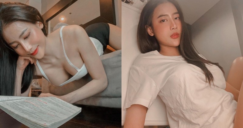 這樣看書有合法嗎？「長髮美胸妹」吊嘎趴床大爆乳，超猛日常原來還是playboy女郎！