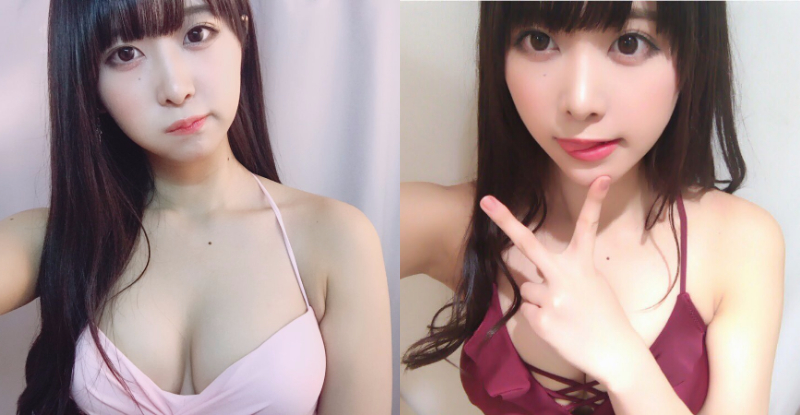 胸有大痣！「清新妹子」衣服底下是白嫩飽滿的美乳！跪坐咬唇太誘惑…