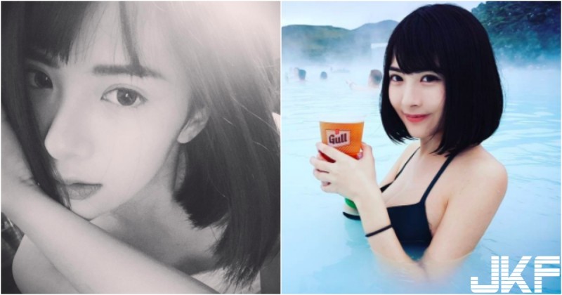 楊冪4ni？「短髮空靈正妹」冰島秀比基尼！「白皙美乳」透出湖面好誘人啊…！
