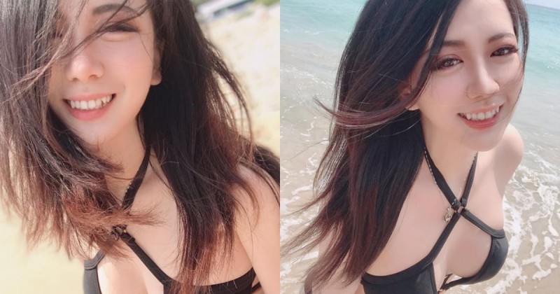 海水再冷也要辣！美胸電眼正妹「Gogo狗狗」墾丁比基尼辣一波，32E不是開玩笑！