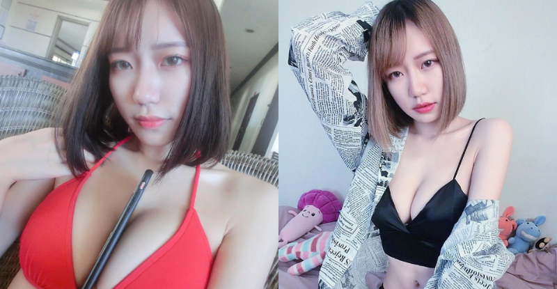 沒有手拿東西怎麼辦？「巨乳正妹」化身行動手機架　直接夾好夾滿！