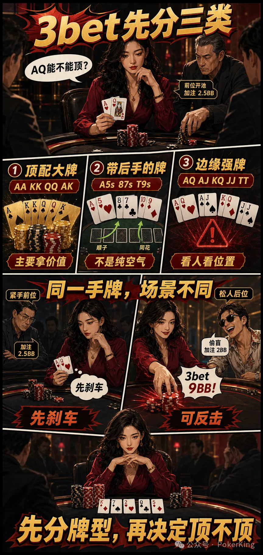 【EV扑克】3-bet 不是胆量测试:AQ为什么不能当AK打?