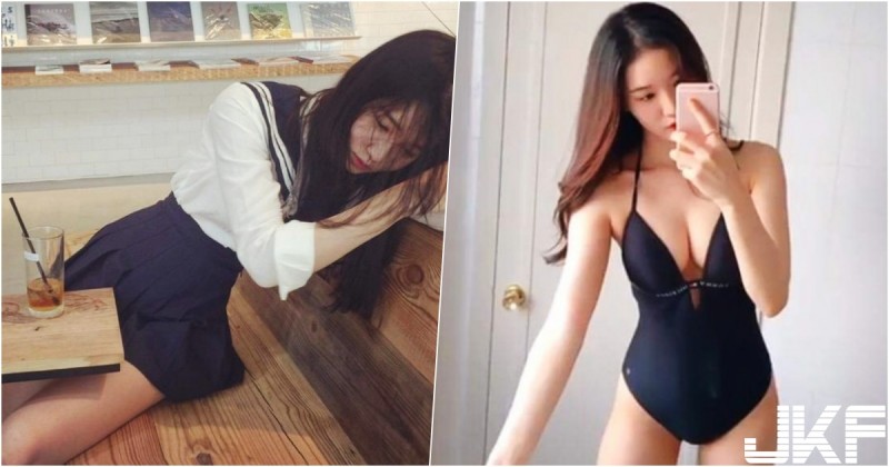 年輕的肉體！「清純高中妹」換下制服後的大反差！泳裝Ｃ奶渾圓又可愛！